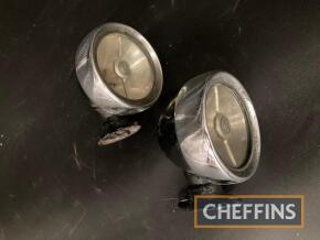 Vintage pre-war pr. Lucas wing mount side lights, 3.75ins in diameter, possibly Rolls-Royce, Bentley, Lagonda, Aston Martin from 1920-30s era