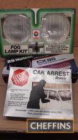 1970s halogen fog lamp kit, complete with fittings, car arrest kit, Goodmans 25watt speaker kit, all new and in original boxes