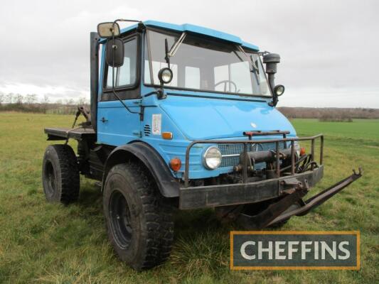 1979 Mercedes-Benz Unimog U900AG Reg. No. JNV 377T Chassis No. 410612012032199 Unterstood to be one of 10 Unimogs supplied by MacDonald Equipment Co. as a promotion to the 1980 Lake Placid Winter Olympics. The Unimog was subsequently used locally for snow