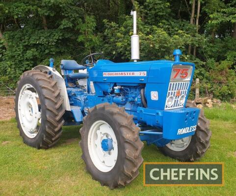 1972 ROADLESS Ploughmaster 75 4cylinder diesel TRACTOR Reg. No. MCU 223K Serial No. 6402 Restored by the former keeper 7 years ago, this tractor is believed by the current owner to have done just 105 hours since the restoration. Fitted with Goodyear tyres