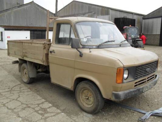 1979 1600cc FORD Transit dropside truck Reg. No. EPV 257T Chassis No: BDVCWC331400 With just one recorded owner this beige Transit appears to have last been on the road circa early 2001. A lowly 24,900 miles are shown (unverified) and a V5 document sho