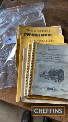 Standen root harvester and other manuals, together with Ferguson thinner and potato planter instruction books