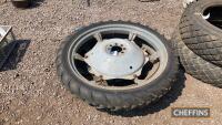 10x28 rowcrop wheels, with Massey Ferguson centres