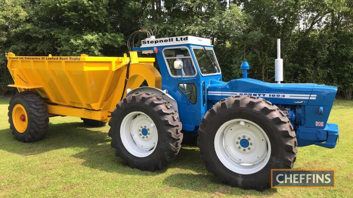 1972 COUNTY 1004 6cylinder diesel TRACTOR
<br/>Reg. No. HNX 502K
<br/>Serial No. S/830381
<br/>Complete with Hubbard 6tonne goose neck dump trailer.
<br/>Originally sold new by Rugby Autocar, Rugby, which were the main Ford dealers at the time to Stepnell