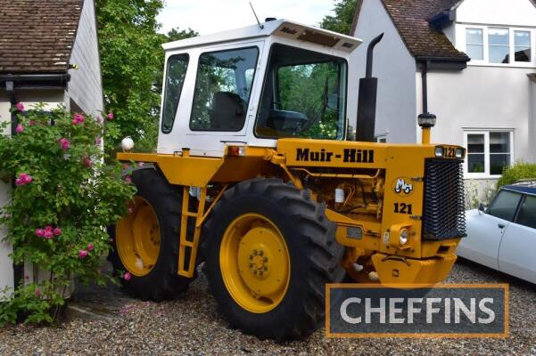 1980 MUIR-HILL 121 6cylinder diesel TRACTOR
<br/>Reg. No. GRX 170W
<br/>Serial No. 32029
<br/>Fitted with Dual Power, underslung front weights, PUH, rear linkage with assistor ram on 16.9R34 Goodyear wheels and tyres. Recent full engine rebuild including