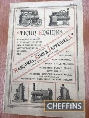 Ransomes, Sims & Jefferies steam engine catalogue, dated 1905