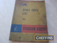 Fordson Dexta spare parts list from 1957