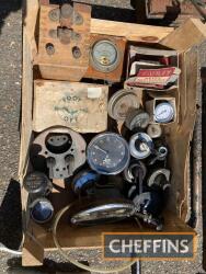 Vintage car gauges, electrical switches etc.