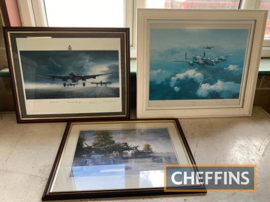 Dambuster, Lancaster, 3 signed prints, including limited editions, one bearing a Leonard Cheshire signature