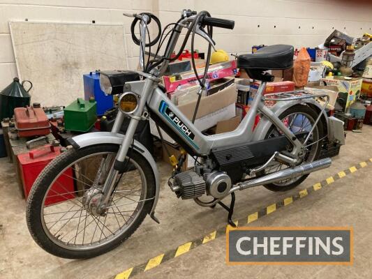 1980 49cc Puch Maxi MOPED Reg. No. FER 378W Frame No. 6882593 Engine No. 6882593 Appearing in clean and original order, shed stored in recent years and now requiring recommissioning. Offered for sale with V5C, manuals, old MOTs etc Estimate £800 - £1,000