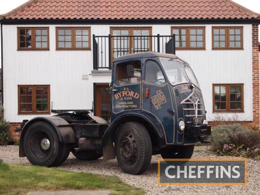 1954 Foden S type tractor unit `Lady Mary` Reg. No. NXW 617 Chassis No. 36324 Powered by a 5cylinder Gardner engine and the current ownership for 9 years. The Foden is liveried for Byford & Sons of Little Clacton and is stated to have been garaged during