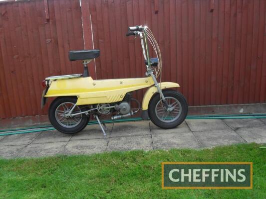 1976 49cc Motobecane X7 Moby MOPED Reg. No. MMY 22P Frame No. 07011994 An unusual moped and definitely of its period with the stylish yellow bodywork. The vendor states that some refurbishment has been carried out and a new decompression lever has been fi