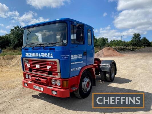 1984 13930cc ERF 40G2TR 4x2 TRACTOR UNIT Reg. No. A859 AFT Chassis No. 49251 Finished in blue over red and fitted with Jennings Sleeper cab, Gardner 300 straight 8 engine, and Eaton gearbox, new lift pump, new radiator and battery isolator. Stated to be i