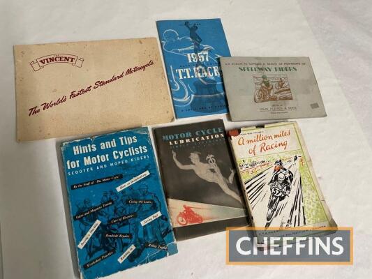 Qty motorcycling literature, to include Vincent range brochure