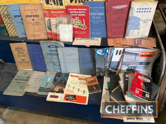 Commercial and car handbooks, together with other garage ephemera
