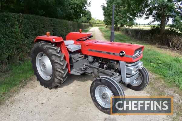 MASSEY FERGUSON 135 3cylinder diesel TRACTOR Reg. No. ONK 403H (expired) Serial No. 148832 Fitted with foot throttle, rear linkage and drawbar on 340/85R28 rear and 6.00-16 wheels and tyres