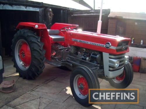 1966 MASSEY FERGUSON 135 3cylinder diesel TRACTOR Serial No. 897030 Ready to rally or show, this example has been fitted with new tinwork, footplates and a re-paint on 12.4x28 rear and 600x16 front wheels and tyres