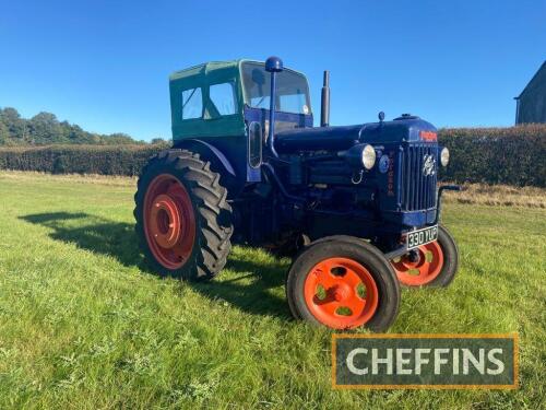 FORDSON E27N P6 6cylinder diesel TRACTOR Fitted with a Perkins P6 diesel engine, cab, high top gear and Ransomes plough