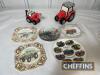 Qty decorative collectors plates, together with Massey Ferguson cookie jar and Massey Ferguson teapot