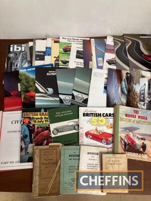Motor car brochures, manuals, books etc, a miscellany