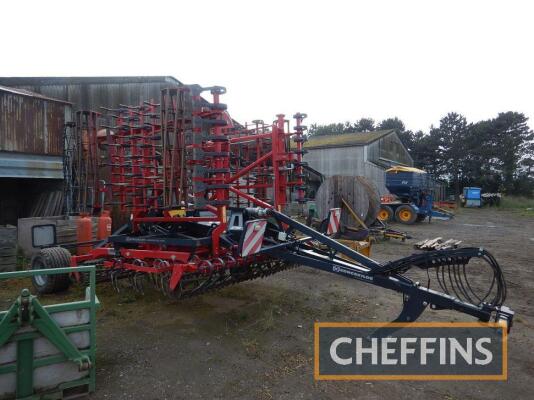 2016 Kongskilde Germinator Pro 6200 trailed hydraulic folding cultivator with levelling boards, crumbler roller, springtines and rear crumbler rollers, 6.2m Serial No. A12-2420-40160029