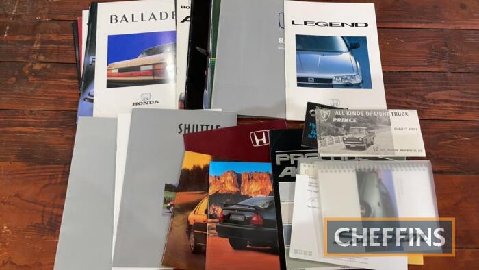 Qty Japanese car manufacturer sales brochures etc, to include Honda Civic etc.
