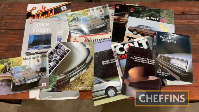 Qty Japanese car manufacturer sales brochures etc, to include Mitsubishi Colt etc.