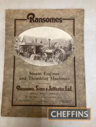 Ransomes Catalogue No.9291H of Steam Engines and Thrashing Machines, 32pp, illustrated