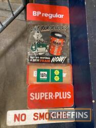 Petrol pump signage and related items, including aluminium No Smoking sign (5)