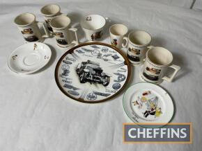 Qty motoring themed ceramics, to include special edition Beaulieu 75th Anniversary tankard