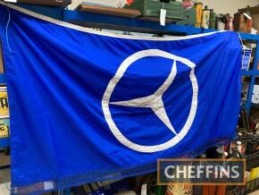 Mercedes, a dealers forecourt cotton flag, 4ftx7ft8ins