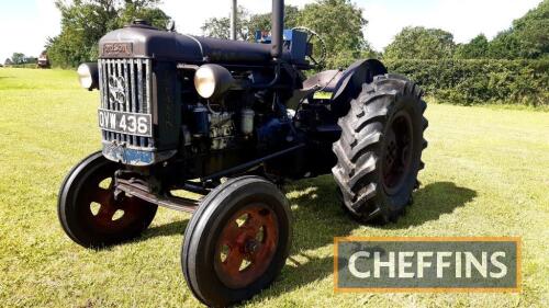 FORDSON E27N 6cylinder diesel TRACTOR
<br/>Reg. No. OVW 436 (expired)
<br/>Fitted with rear linkage, reported to be in original condition, running and driving