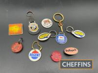 Qty fuel company promotional key rings and lapel badges etc.