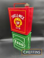 Shell-Mex & BP Ltd and Esso, two 2gallon fuel cans, restored (2)