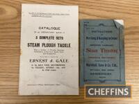 Auctioneers 1919 catalogue of 5 sets of steam plough tackle, together with Marshall Steam Thrashing Instructions