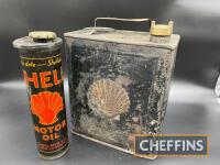 Shell, a 2gallon fuel can, with oil can insert, unrestored, with replacement handle