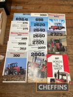 Qty Massey Ferguson tractor sales brochures, including 1155, 698, 300 Series, 2640 and 2725