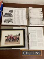 International B250/B275, two ring files of copied info, manuals etc t/w framed tractor photo