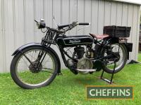 1924 550cc Blackburne Special MOTORCYCLE
<br/>Reg. No. SV 5010
<br/>Frame No. 343728
<br/>Engine No. FB282
<br/>A fascinating and handsome flat tank special powered by a 550cc Blackburne side valve engine with external flywheel coupled to a Sturmey Archer