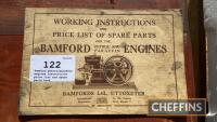 Bamford petrol/paraffin engines instructions, price list and spare parts book