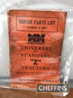 Original Minneapolis Moline Universal and Standard Z tractors parts list from 1941