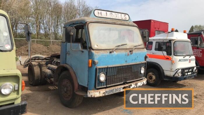 1978 Volvo F86 4x2 Tractor Unit
<br/>Reg. No. UMU 925S
<br/>Chassis No. 36009
<br/>Originally run by M J Rolls of Caxton and still carrying their livery, the Volvo carries a 1995 DVLA 'Scrapped Marker' and therefore is offered for sale for spares use only