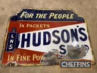 Hudson's Soap, a single-sided pictorial enamel sign (losses), approximately 27 x 20ins