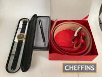 Case belt, MF watch, McCormick pen, boxed promotional items