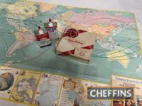 Esso promotional gift set, including lighter fluid and Rust-Ban 392 tins and Famous Journeys of Discovery and Explorations map