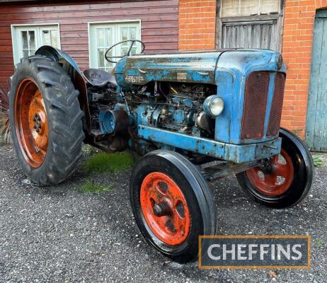 1952 FORDSON Major 4cylinder petrol/paraffin TRACTOR
<br/>Stated to be a fine early example in original condition with good tinwork all round supplied new by Knutsford Motors of Stoke on Trent and Cheshire. Fitted with 11-36 rear and 6.00-19 front wheels