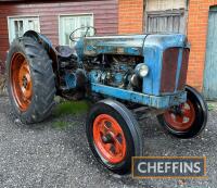 1952 FORDSON Major 4cylinder petrol/paraffin TRACTOR
<br/>Stated to be a fine early example in original condition with good tinwork all round supplied new by Knutsford Motors of Stoke on Trent and Cheshire. Fitted with 11-36 rear and 6.00-19 front wheels 