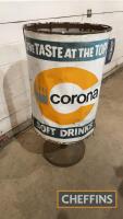 Corona Soft Drinks, a printed waste bin on stand, 32ins tall, 15ins dia'