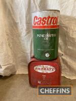 Castrol and Filtrate, 5gallon and 5.4gallon cans (some contents Filtrate)