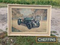 Framed picture of Bentley `Blower`, 35 x 25ins